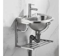 SGKOMN Évier Mural en Acier Inoxydable avec Robinet Eau Chaude/Eau Froide, lavabo de Cuisine Professionnel, évier Compact pour la Vaisselle avec égouttoir, bassine de buanderi, Package B