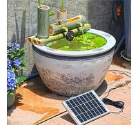 SGKOMN Fontaine à Eau en Bambou avec Pompe Solaire, Fontaine d'extérieur autoportante, Cascade de Jardin Japonaise, Bec verseur, sans réservoir, 20 cm