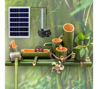 SGKOMN Kit de Fontaine Solaire Artisanale en Bambou, élément de Jardin Zen avec Roue à Eau rotative, décoration Feng Shui, pour Bain d'oiseaux, Balcon, pelouse, terrasse, Bassin, aquari, 39in(100cm)