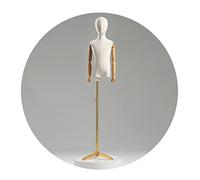 SGKOMN Mannequin Enfant, Torse, Accessoires avec tête et Bras en Bois, mannequins à Hauteur réglable pour Magasin de vêtements pour Enfants, trépied en métal, 3 Couleurs, Gold-6 Years Old
