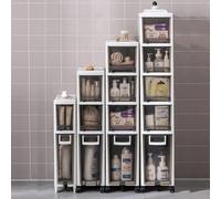 SGKOMN Petite Armoire de Rangement pour Salle de Bain, Porte-Papier Toilette, Meuble-lavabo Fin à 2/3/4 Niveaux, Organiseur étroit pour Salle de Bain, Petit Espace et Coin, marro, Brown 20cm-3 Tier