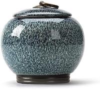 SGLDXQVZJHM Urnes Cendres, Mini Urne de Crémation, Animal de Compagnie, Souvenir, Céramique de Taille Moyenne, Mémorial Humain Adulte, Cendres, Cercueil, Céramique Scellée(Blue)