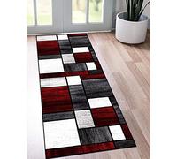 SGLGSTORE Tapis Cuisine Tapis de Passage Couloir Antiderapant Rouge Gris Blanc Tapis de Cuisine Devant evier Lavable Salon Long Paillasson Largeur 60cm/ 70cm/ 80cm/ 90cm