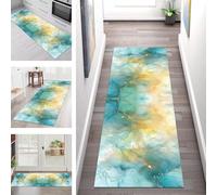 SGLGSTORE Tapis de Passage Antiderapant Tapis de Cuisine Lavable Bleu Cyan Tapiscouloir Moquette Anti-Taches d'entrée intérieurs 70X120CM Tapisdécoration pour Chambre Salon Paillassons