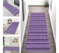 SGLGSTORE Tapis de Passage Antiderapant Tapis de Cuisine Lavable Bleu-Violet Blanc Tapiscouloir Moquette Anti-Taches d'entrée intérieurs 70X120CM Tapisdécoration pour Chambre Salon Paillassons