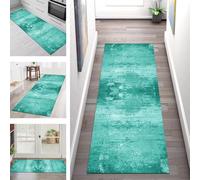SGLGSTORE Tapis de Passage Antiderapant Tapis de Cuisine Lavable Cyan Tapiscouloir Moquette Anti-Taches d'entrée intérieurs 90X150CM Tapisdécoration pour Chambre Salon Paillassons