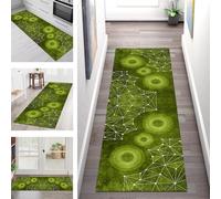 SGLGSTORE Tapis de Passage Antiderapant Tapis de Cuisine Lavable Vert Blanc Tapiscouloir Moquette Anti-Taches d'entrée intérieurs 60X150CM Tapisdécoration pour Chambre Salon Paillassons