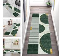 SGLGSTORE Tapis de Passage Antiderapant Tapis de Cuisine Lavable Vert Marron Noir Tapiscouloir Moquette Anti-Taches d'entrée intérieurs 90X300CM Tapisdécoration pour Chambre Salon Paillassons