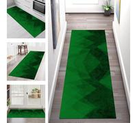 SGLGSTORE Tapis de Passage Antiderapant Tapis de Cuisine Lavable Vert Noir Tapiscouloir Moquette Anti-Taches d'entrée intérieurs 100X400CM Tapisdécoration pour Chambre Salon Paillassons