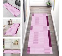 SGLGSTORE Tapis de Passage Antiderapant Tapis de Cuisine Lavable Violet Blanc Tapiscouloir Moquette Anti-Taches d'entrée intérieurs 67X180CM Tapisdécoration pour Chambre Salon Paillassons