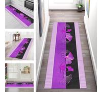 SGLGSTORE Tapis de Passage Antiderapant Tapis de Cuisine Lavable Violet Noir Tapiscouloir Moquette Anti-Taches d'entrée intérieurs 70X120CM Tapisdécoration pour Chambre Salon Paillassons