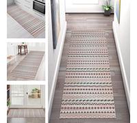 SGLGSTORE Tapis de Passage Antiderapant Tapisdécoration Boho Rouge Vert Gris Tapis de Cuisine Lavable Tapiscouloir Moquette Anti-Taches d'entrée intérieurs 80X400CM pour Chambre Paillassons Salon