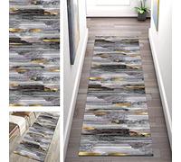 SGLGSTORE Tapis de Passage, Gris Or Tapis Couloir Lavable antiderapant Design Moderne Tapis Cuisine Devant evier, Tapis Salon Chambre Largeur 60/70/ 80/90/ 100/ 110cm (Color : A, Size : 80x120cm)