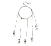 Sgoeths Bracelet chaîne de main pour homme et femme - Bracelet punk avec anneaux d'esclave - Réglable - Bracelet gothique - Harnais de main - Anneaux Hip Hop (argenté)