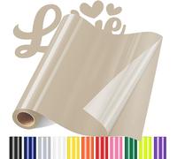 Sgooyir Rouleau Vinyle thermocollant Beige pour Tissu, 30.5 x 183 cm Flex Thermocollant pour Tissu, T-Shirts, Sacs, Casquettes