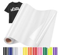 Sgooyir Rouleau Vinyle thermocollant Blanc pour Tissu, 30.5 x 426 cm Flex Thermocollant pour Tissu, T-Shirts, Sacs, Casquettes