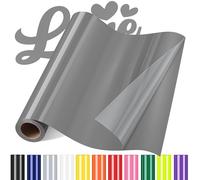 Sgooyir Rouleau Vinyle thermocollant Gris pour Tissu, 30.5 x 183 cm Flex Thermocollant pour Tissu, T-Shirts, Sacs, Casquettes
