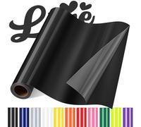 Sgooyir Rouleau Vinyle thermocollant Noir pour Tissu, 30.5 x 426 cm Flex Thermocollant pour Tissu, T-Shirts, Sacs, Casquettes