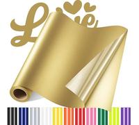 Sgooyir Rouleau Vinyle thermocollant Or pour Tissu, 30.5 x 183 cm Flex Thermocollant pour Tissu, T-Shirts, Sacs, Casquettes