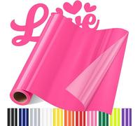 Sgooyir Rouleau Vinyle thermocollant Rose néon pour Tissu, 30.5 x 183 cm Flex Thermocollant pour Tissu, T-Shirts, Sacs, Casquettes