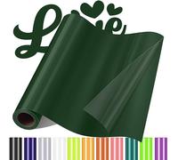 Sgooyir Rouleau Vinyle thermocollant Vert foncé pour Tissu, 30.5 x 183 cm Flex Thermocollant pour Tissu, T-Shirts, Sacs, Casquettes