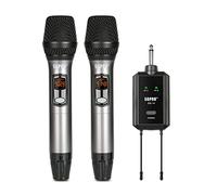 SGPRO Ensemble de microphone portable sans fil avec récepteur rechargeable, portée de 80 m, 32 canaux UHF - Idéal pour chant, oral, hébergement et enseignement