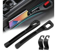 SGQTGIMU 2 pcs Combleur d'espace Universel pour Siège de Voiture, Car Seat Gap Filler, Gap Filler Pad pour Siège Auto avec 2 crochets de voiture universels pour Voiture, SUV, Camion (Noir)