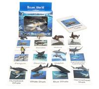 Sgqtqybk 1 Set Ocean Animals Figures with Animal Match Game Cards Simulated Plastic Realistic Ocean Animals Toys Decorations for Home Desk