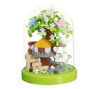 Sgqtqybk 266pcs Flower Building Toy Ensemble, décorative Cherry Blossom House House Building with Transparent Dust Cover for Home Office Desktop, Cadeaux d'anniversaire, Vert