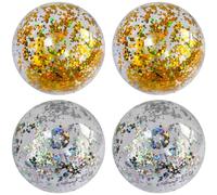 Sgqtqybk 4pcs Bel Ball, 15, 8 Pouces PVC Boule de Plage Gonflable avec Paillettes, drôle et colorée pour Les piscines, fêtes, Jeux d'eau de Jardin