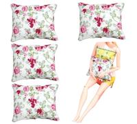 Sgqtqybk Oreiller de poupée 4pcs 1.8x1, 4 1:12 Modèle Floral à échelle Mini Oreiller pour canapé/canapé/lit décoratif Tissu poupée Accessoires pour la Maison de
