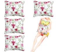 Sgqtqybk Oreiller de poupée 4pcs 1.8x1, 4 1:12 Modèle Floral à échelle Mini Oreiller pour canapé/canapé/lit Décoratif Tissu Accessoires de Maison poupée pour paramètres Maison