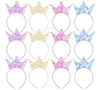 Sgqtqybk TIARA BAND SAN-REMARQUE 12PCS 4 COULEUR 8X5 POUCHE COURONE COURONE DÉCORATIVE LECTONS PRINCESS POUR Fête d'anniversaire, TEA Party Princess