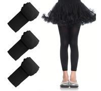 SGQTZDZQ Collants de danse sans pieds pour filles, collants de ballet, collants pour uniforme scolaire pour enfants, 3 paires, noir et rose, Noir , 3-5 ans