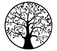 SGRIMALT Déco murale métal : Arbre de vie stylisé et Oiseaux, Noir, Collection Renaissance, Diamètre 80 cm