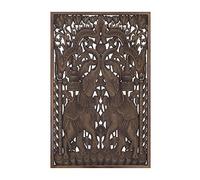 SGRIMALT Décoration murale Ethnique : Deux éléphant en bois sculpté, Ebène, H 70 cm