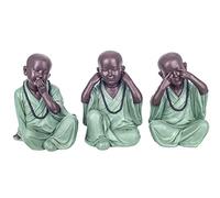 SGRIMALT Figurine 3 Bouddhas de la Sagesse Assis, Collection Baby Zen, H 17 cm