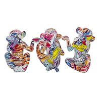 SGRIMALT Set 3 Singes de la Sagesse, Collection Design Ubik, H 15 cm Multicolore