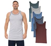 SGS Lot de 5 Maillot de Corps Homme Extra Long +12 cm - Ne Remonte Pas - Idéal sous Chemise & Pull - Débardeur Marcel Homme 100% Coton Côtelé - du S au 6XL