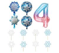 SGSCFG 1 Ballon Numérique, 4 Ballons De Flocon De Neige Et 8 Arrangements De Cartes De Flocon De Neige, Balles De Films en Aluminium Créatives, Articles d'anniversaire pour Enfants.