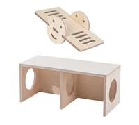 SGSCFG 1 Morceau De Mini-Table en Bois Et 1 Pièce Weesaw, Accessoires De Maison De Hamster, Jouets D'Exploration De Hamster, Réserves d'animaux De Compagnie.