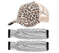 SGSCFG 1 Morceau De Motif De Léopard - Capuchon De Baseball Et 1 Paire De Longs S De Crème Solaire, Casquette De Baseball Élée Et Personnalisée, Écran Solaire Et Accessoires Pour Femmes.