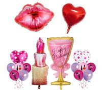 SGSCFG 17 Morceaux De Ballons À Thème Cosmétique Et 1 Morceau De Ballons en Verre À Vin, Ballons De Style Créatifs, Ballons Drôles, Décorations De Fête pour Femmes.