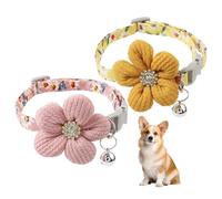 SGSCFG 2 Morceaux De Col De Compagnie, Ventilateurs De Fleurs, Collier Mignon pour Animaux De Compagnie, Accessoires pour Animaux De Compagnie (Rose, Jaune).