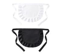 SGSCFG 2 Morceaux De Tablier Court, Tablier Minimaliste Mignon, Jeux De Rôle, Tablier De Cuisine, Accessoires De Costumes De Serveurs (Noir, Blanc).