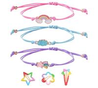 SGSCFG 3 Morceaux De Bracelet Arc-en-Ciel Et 3 Morceaux D'Épingles À Cheveux Arc-en-Ciel, Bracelet D'Amitié, Bracelet pour Filles, Bracelets pour Enfants, Bracelet Réglable, Cadeau pour De Bons Amis.
