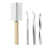 SGSCFG 3 Morceaux De Clip De Nettoyage Aux Puces Et 1 Morceau De Peigne, Insectes en Acier Inoxydable -Catching -Clip, Peigne D'Épilation pour Chats, Outil De Nettoyage d'animaux.