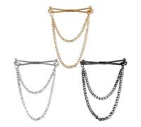 SGSCFG 3 Morceaux De Clips De Chemise Masculins, Col Double À Double Chaîne, Snipper De Style Vintage, Accessoires De Serrage Élés.