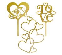 SGSCFG 3 Morceaux De Plug-in À Gâteau, Insert De Carte De Décoration en Acrylique, Gâteau d'amour, Décoration D'Événements De Fête, Adapté Aux Mariages Et Anniversaires.