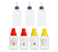 SGSCFG 3 Pièces 100 ML De Bouteille D'Huile Et 4 Morceaux De Bouteille De Sauce, Bouteille De Floue Multifonction, Bouteille De Mini-Épice, Bouteille De Compression Portable, Outils De Cuisine.